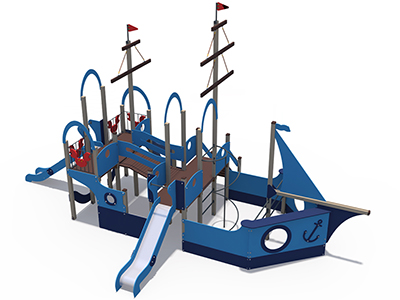 Детский игровой комплекс Лагуна в виде двойного парусника и с горками Н-1200,1500 ДИО 10117