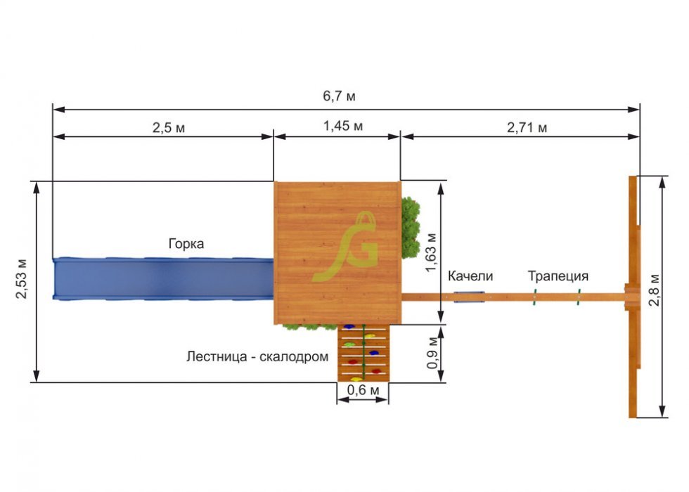 Детская деревянная площадка Клубный домик Luxe - вид 4