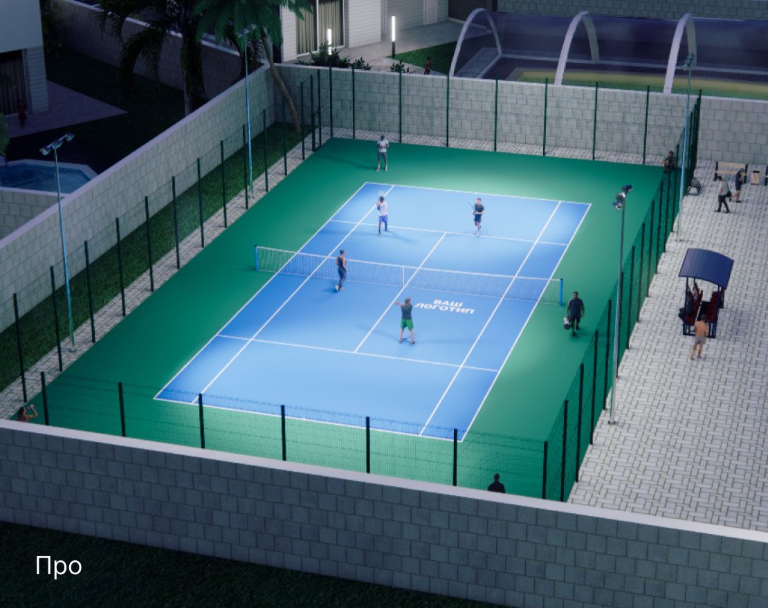 Теннисный корт TORUDA T-1 HARD (37х19, игровое поле 24х11) - вид 4