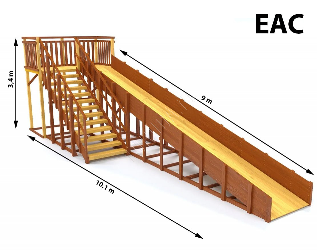Зимняя деревянная игровая горка TORUDA Север - 8 (скат 9 м)